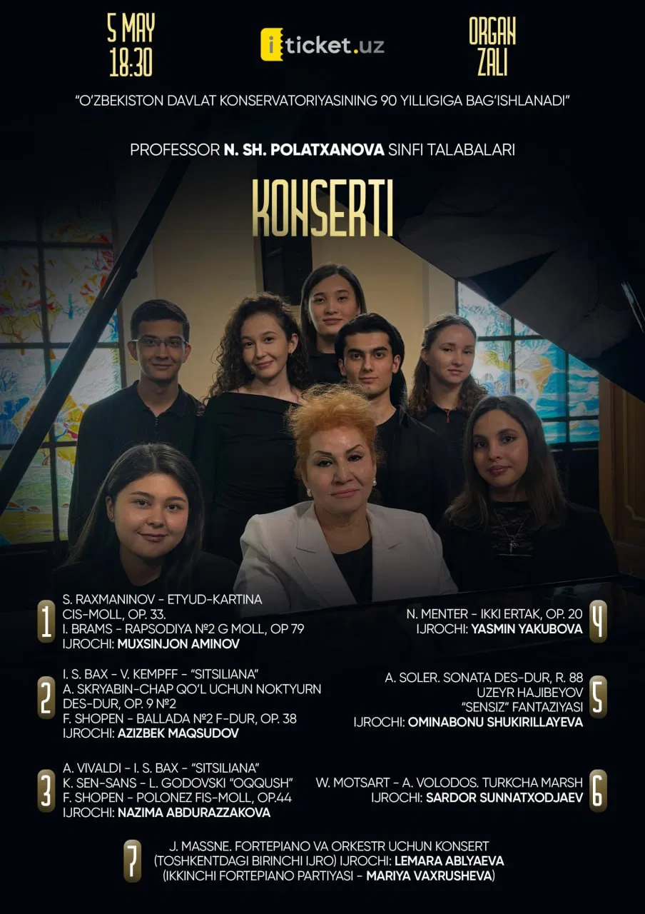Fortepiano musiqa durdonalari Konservatoriyaning Organ zalida