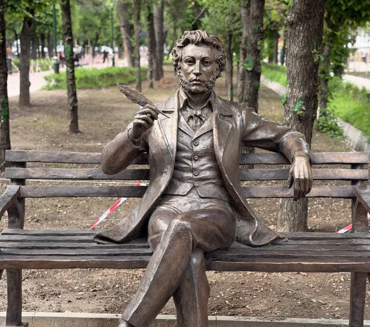 A new monument to Pushkin has been erected in Almaty.